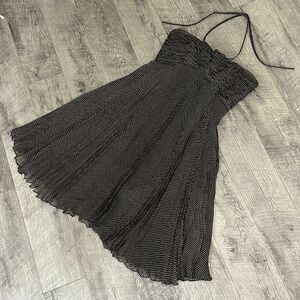 Laundry black white tiny polka dots sleeveless sundress 100% silk dress Sz 10